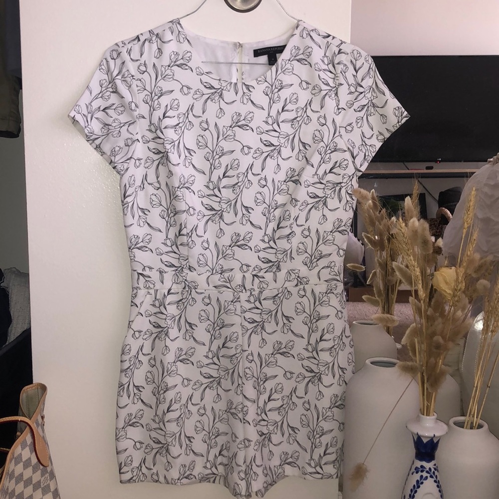 Black and white floral romper